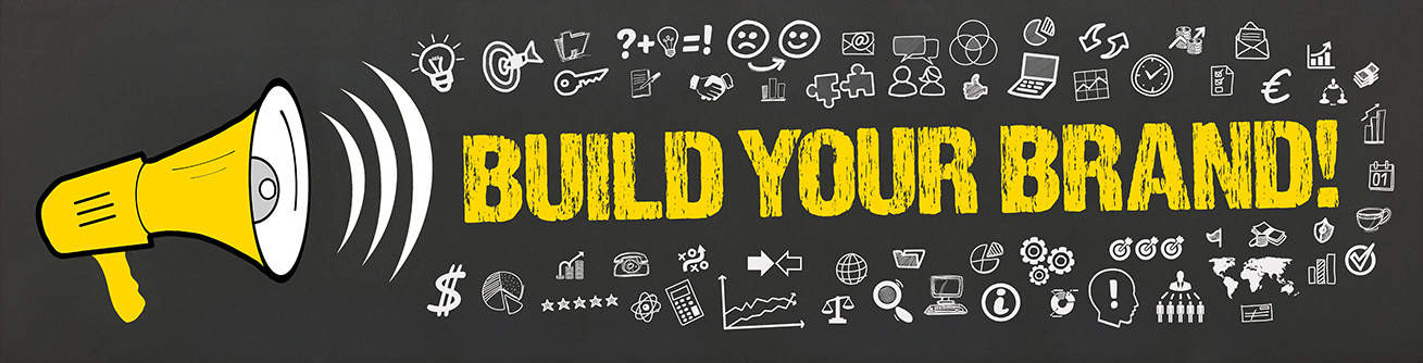 Build your Brand! / Megafon mit Symbole